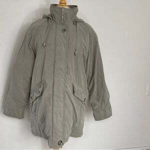 Synergy Taupe Oversize Parka Jacket With Removable Hood Size Medium Outdoor